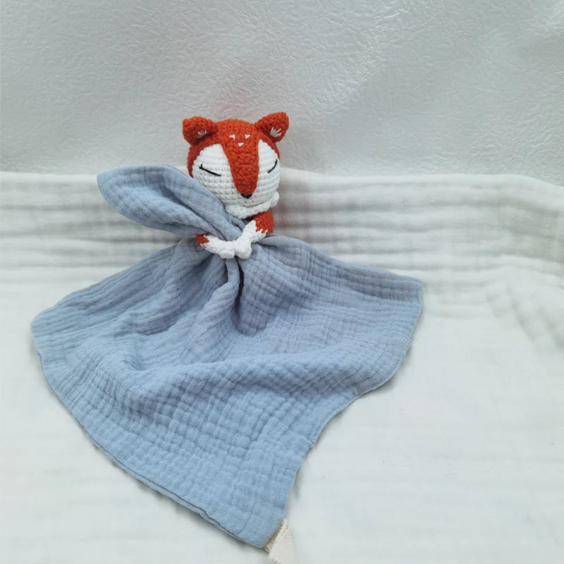 Doudou lange en mousseline & tête crochetée
